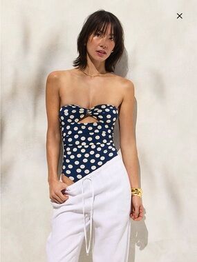 J. Crew Gemma Ruched Bandeau cutout One-piece Swimsuit